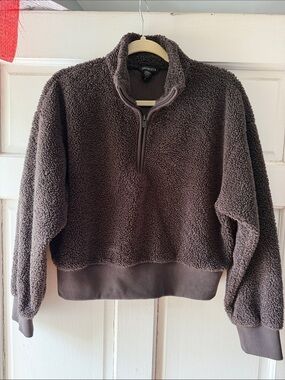 Athleta Dark Brown Sherpa Half-Zip Pullover
